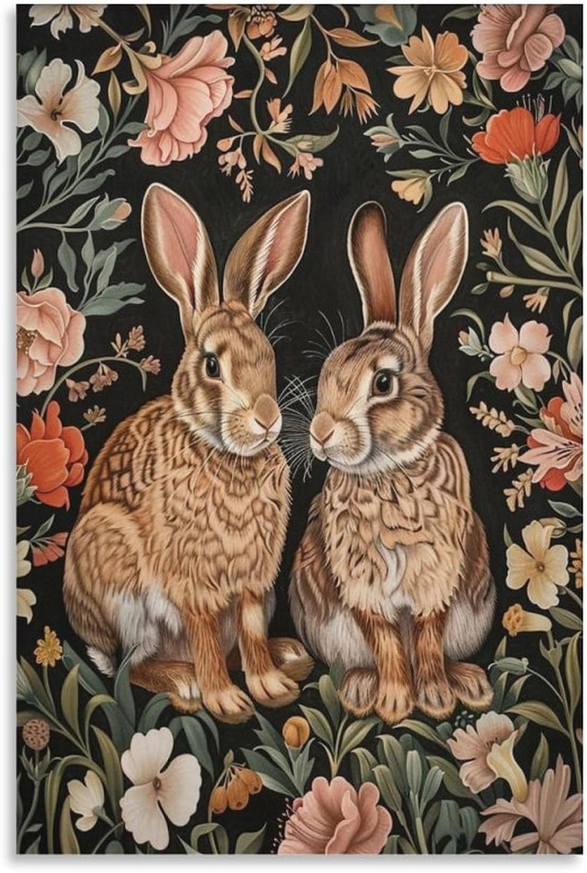 ZZYGGN GMGSW William Morris Prints《Two rabbits》Poster William Morris Wall Art Exhibition Painting Abstract Picture for Bathroom Wall Decor 40x55cm Unframed