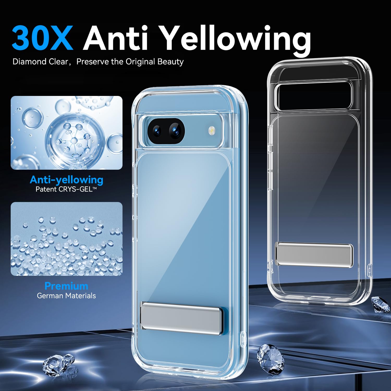 PAIDAAR Crystal Clear Magnetic Case For Google Pixel 8a, Compatible With MagSafe, [Strong Magnet] [Non-Yellowing] [10FT Military Grade Protection] Transparent Slim Phone Case Bumper Thin Cover - Clear - View #7