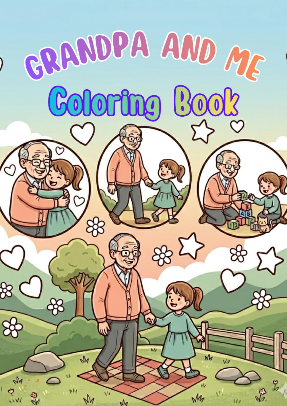 GRANDPA AND ME COLORING BOOK: A Cute and Easy Grandpa & Grandchild Coloring Book for Kids Ages 3–8 | Simple, Fun and Heartwarming Family Activity Pages