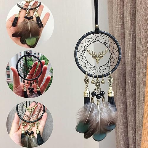 Miniatura 4 de Atrapasueños para el espejo retrovisor del automóvil, colgante bohemio para el interior del automóvil, accesorios de decoración, colgante de plumas