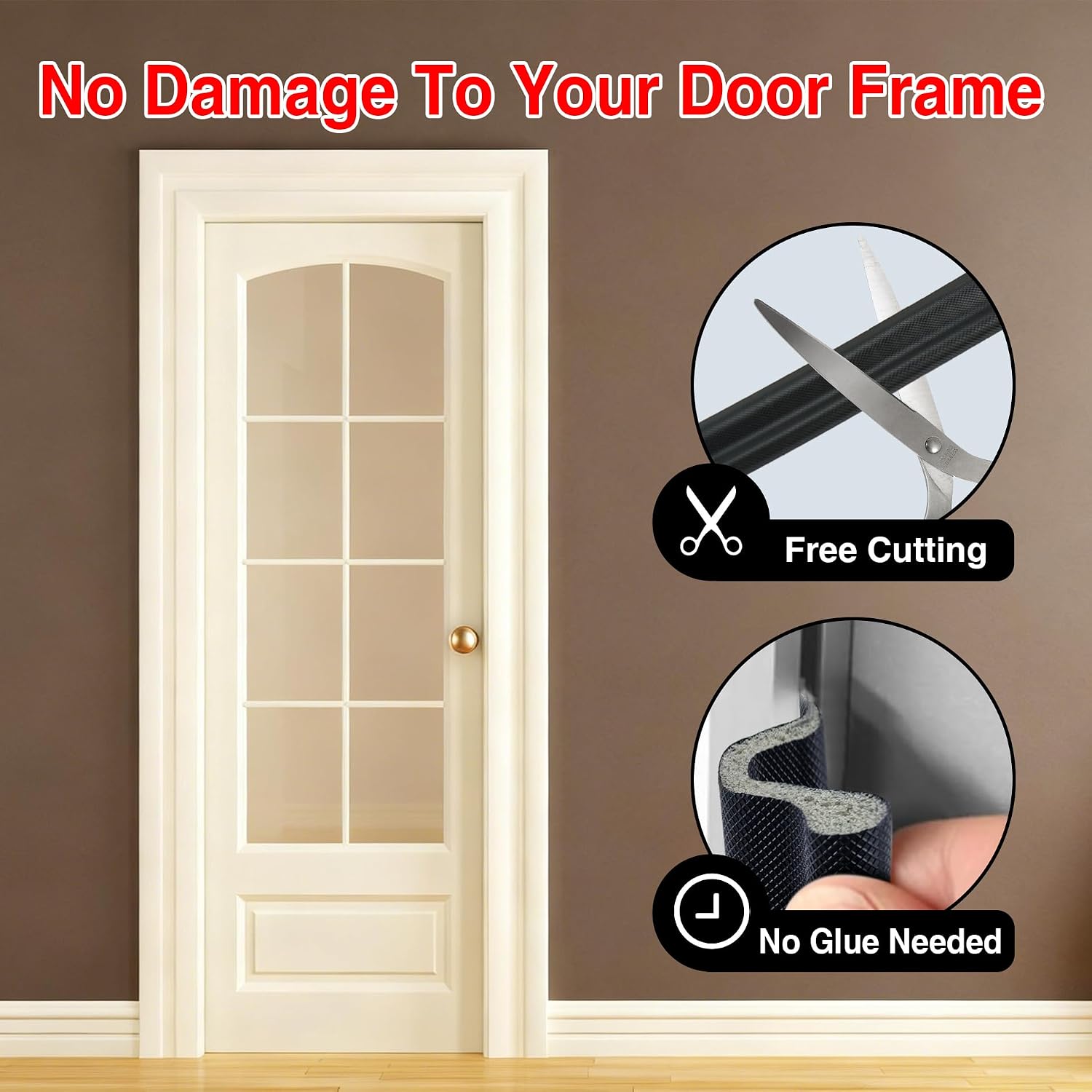 Black 26FT Weather Stripping for Doorframe with 4 Door Corner Seals, Foam Weather Stripping Door Seal Strip for Exterior/Front/Bedroom Door Frame,Door Noise Blocker Soundproof