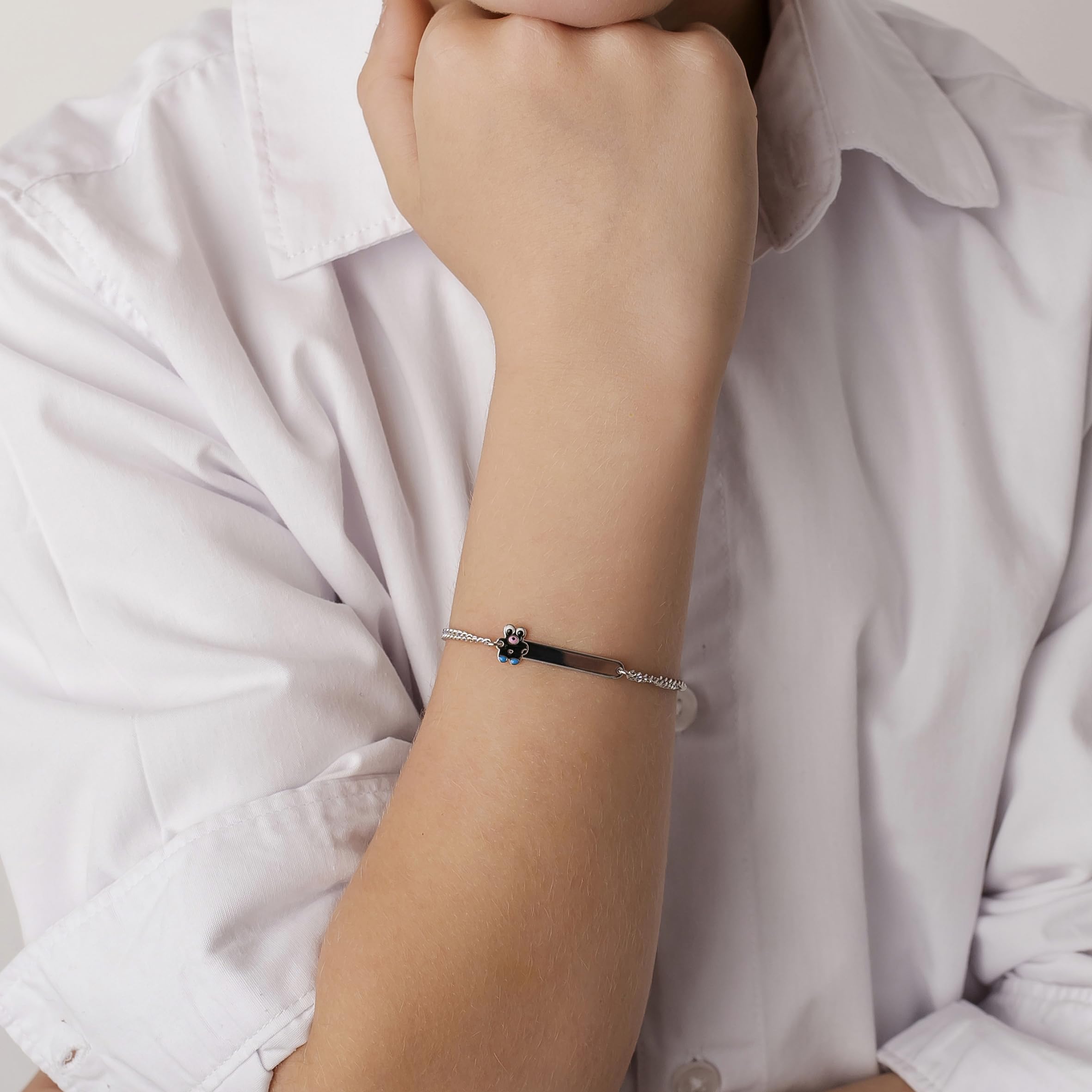 Sakrami Pulsera Plata 925 para Niño/a con Osito Kids Collection + Caja Regalo Personalizada - Pulsera para Nacimiento Comunión o Bautismo
