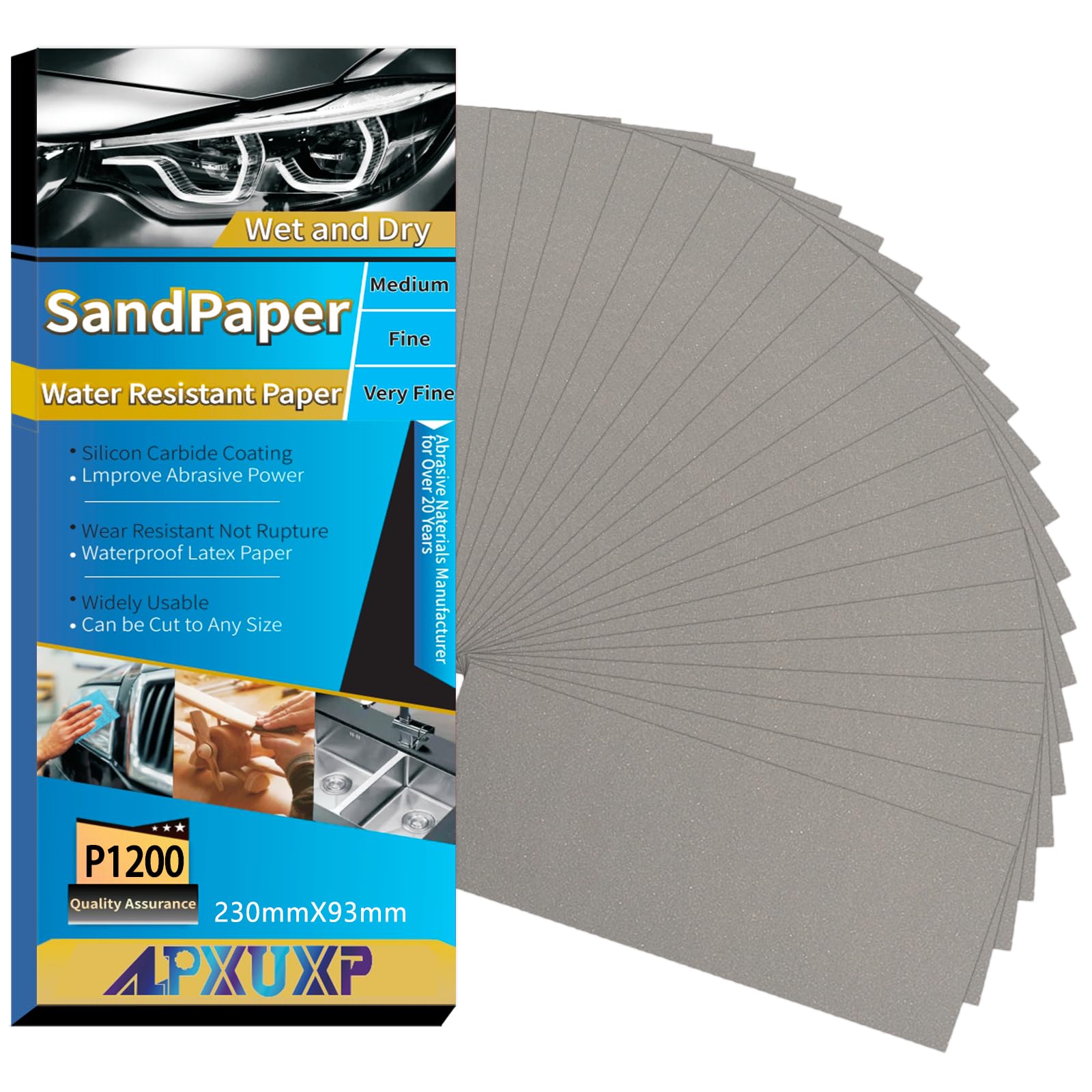 30 pièces de papier abrasif sec humide de 125 mm, roues rondes, tampons