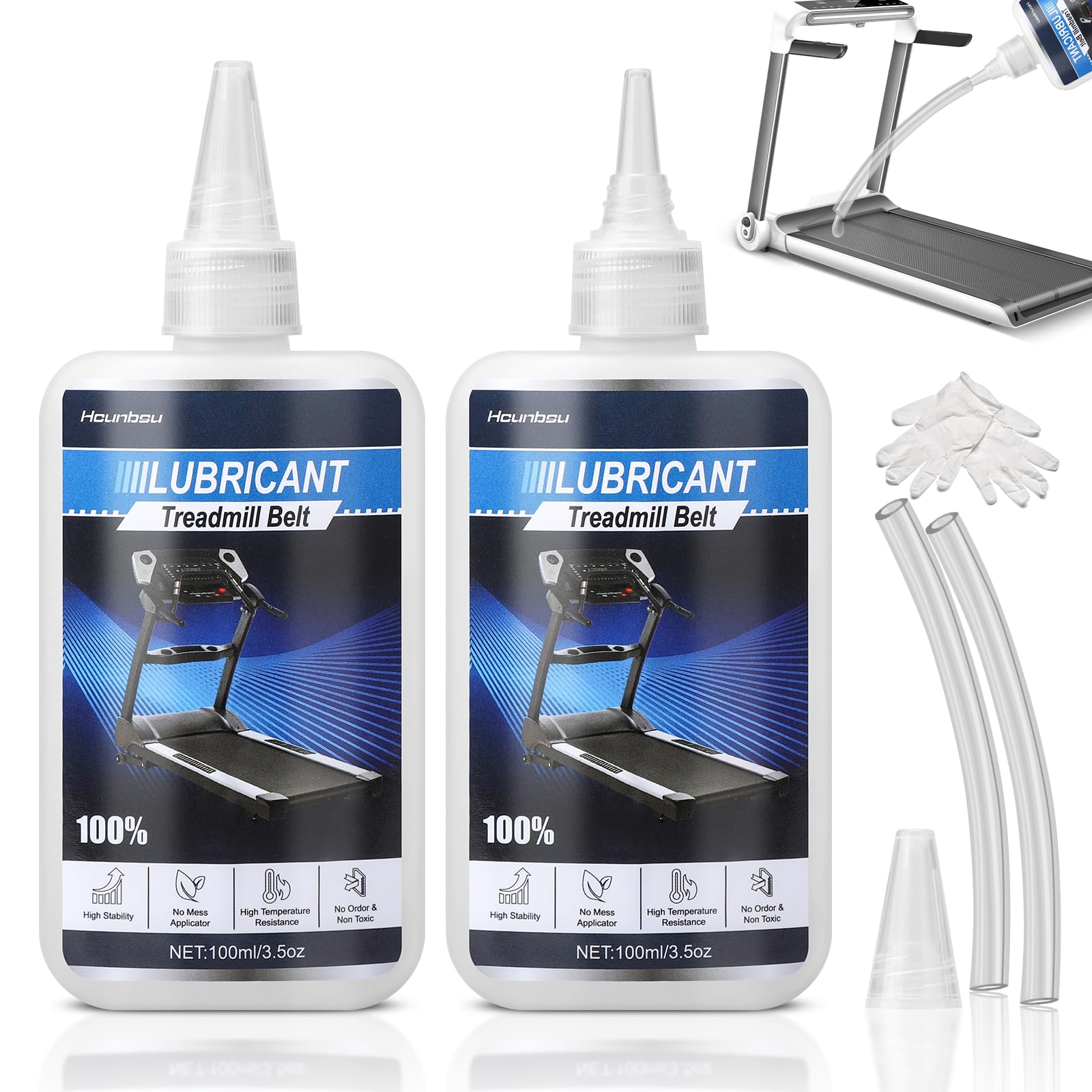 Treadmill Lubricant Oil, 200ml treadmill oil belt lubricant, 100% Pure Silicone Treadmill Lube with Application Tubes - Suitable for Most Treadmill Lubrication - Non-Toxic and Odorless