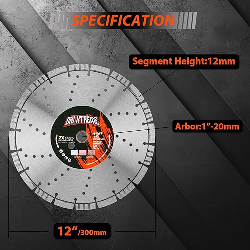 Vista 86 de Hoja de sierra de diamante de 10 pulgadas, 5 piezas, hoja segmentada de uso general para hormigón de corte seco/húmedo, mampostería, ladrillo