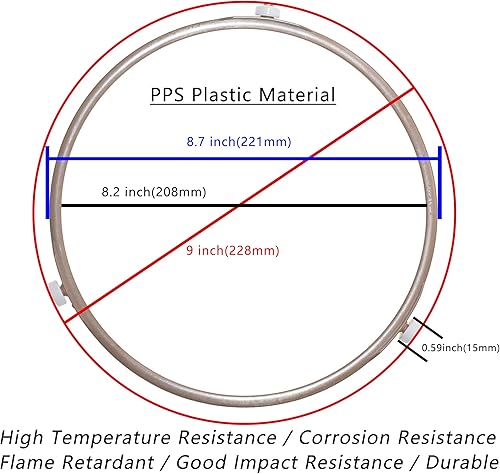 Miniatura 2 de Placa giratoria de vidrio para microondas, soporte de rodillo, anillo de montaje, base de soporte, altura de 0.59 pulgadas0.591 in, diámetro