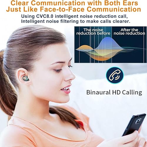 Miniatura 5 de Auriculares inalámbricos verdaderos, potentes efectos de sonido personalizados, auriculares de conexión remota inmersivos con caja de carga,