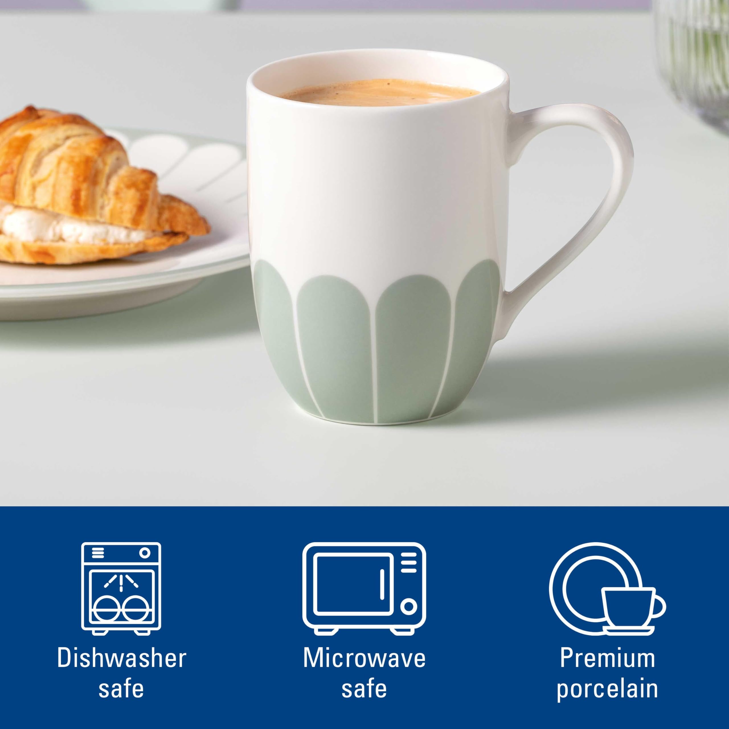 Villeroy & Boch - Fleur vert kubek z uchem zielony, nadaje się do zmywarki i mikrofalówki, kubek do kawy i gorących napojów, filiżanka do herbaty, kubek kawy, filiżanka kawy, porcelana Premium