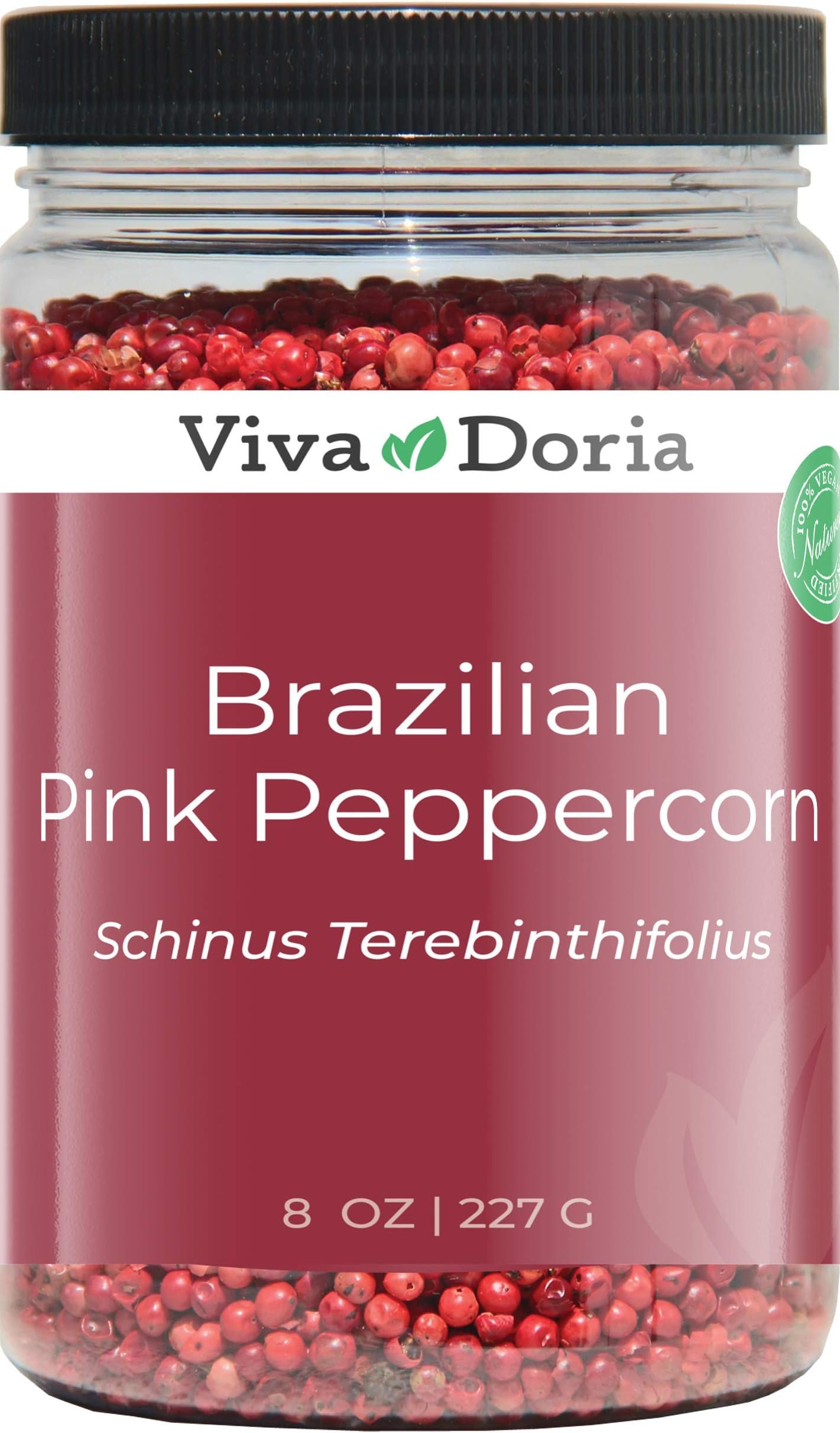 Brazilian Pink Peppercorn, Steam Sterilized Whole Pink Pepper, 8 Oz (227 G)