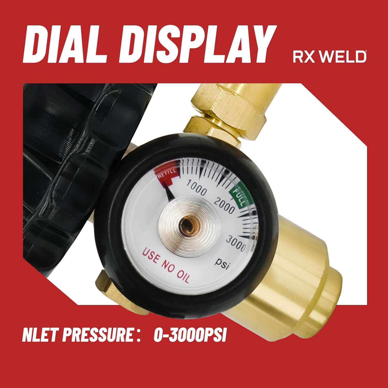 RX WELD Helium Latex Balloon Filler Air Flow Inflator Regulator 0-3000 PSI with Gauge for CGA580 Tank Valve