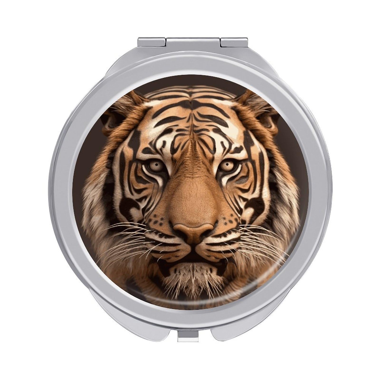 VstaDank 3D Tiger Head Compact Mirror for Purses Round Fashion Travel Makeup Mirror 2X /1x Magnifying Double Sides Mini Mirrors Portable Pocket Mirrors for Handbag Purse Women Gift