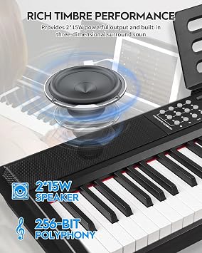 STRICH 88 Keys Weighted Keyboard with Stand, Sustain Pedal and Adjustable Piano Bench Bundle