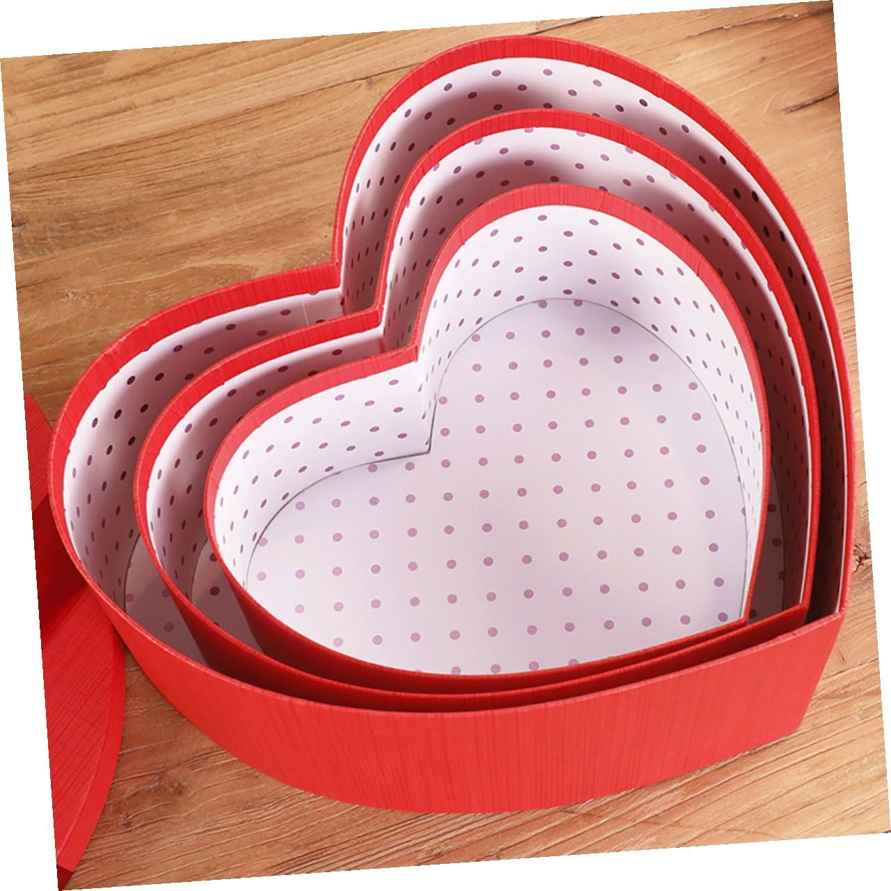 Abaodam Herzförmige Geschenkbox 3 Stück Valentinstag Aufbewahrungsbox Karton Bonbonschachtel Rot mit Schleife Verpackungskarton für Geschenke und Kosmetik