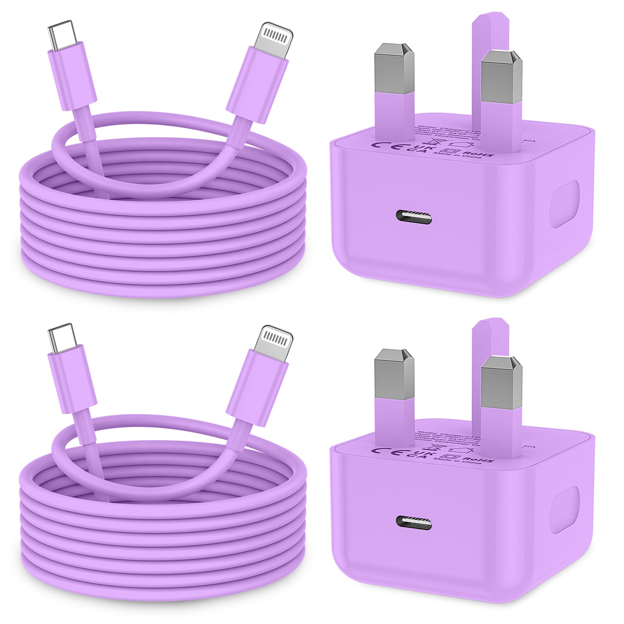 KTDRJN for iPhone Charger Fast Charge, 2Pack PD 20W Fast Apple Charger Cable 2M, iPhone Fast charger Plug with USB C To Lightning Cable for iPhone 14 13 12 11 Pro Max XS XR X 8 7 6 Plus, iPad and iPod — view 10