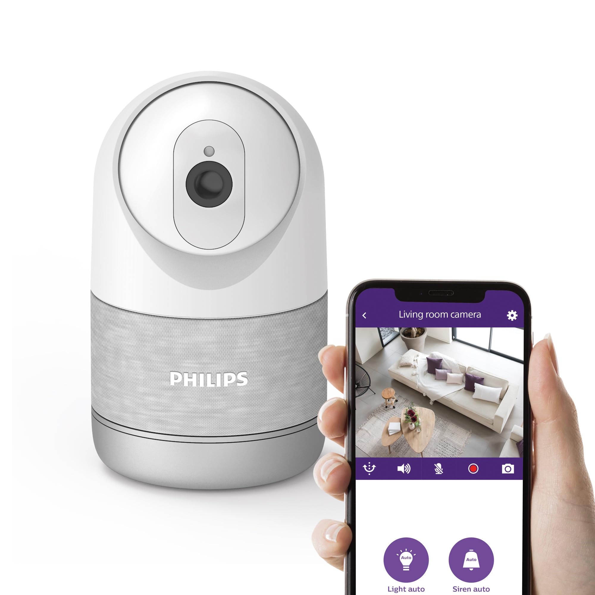 PHILIPS WelcomeEye Look Caméra Intérieure 2K Motorisée Auto-Tracking