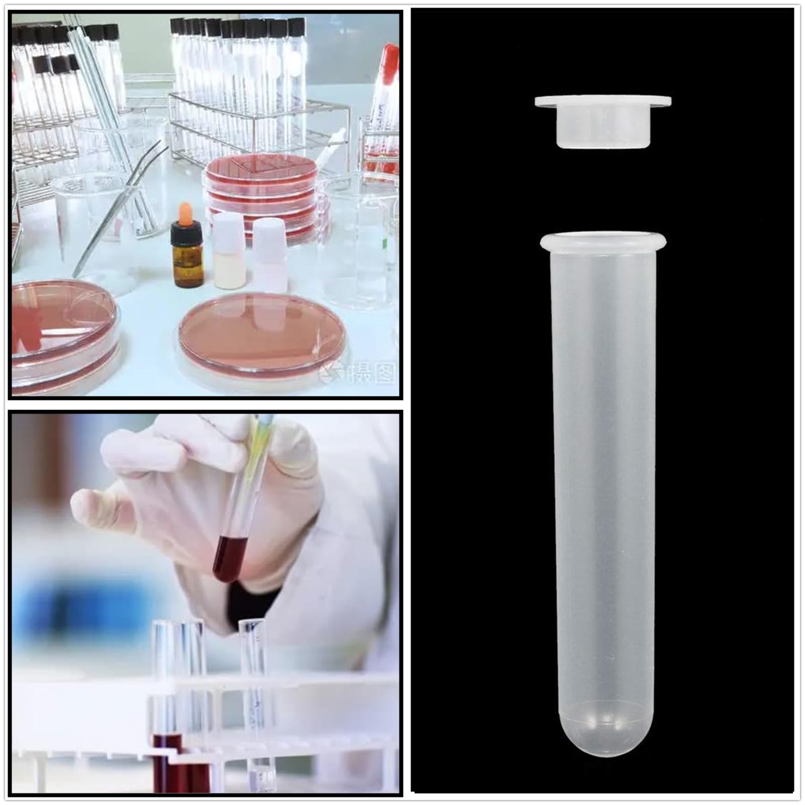 HUAZIZ 20 stuks reageerbuisjes van kunststof voor centrifugebuisjes, getrapte reageerbuizen met schroefsluitingen voor laboratoriumexperimenten (oranje), afgeronde bodem