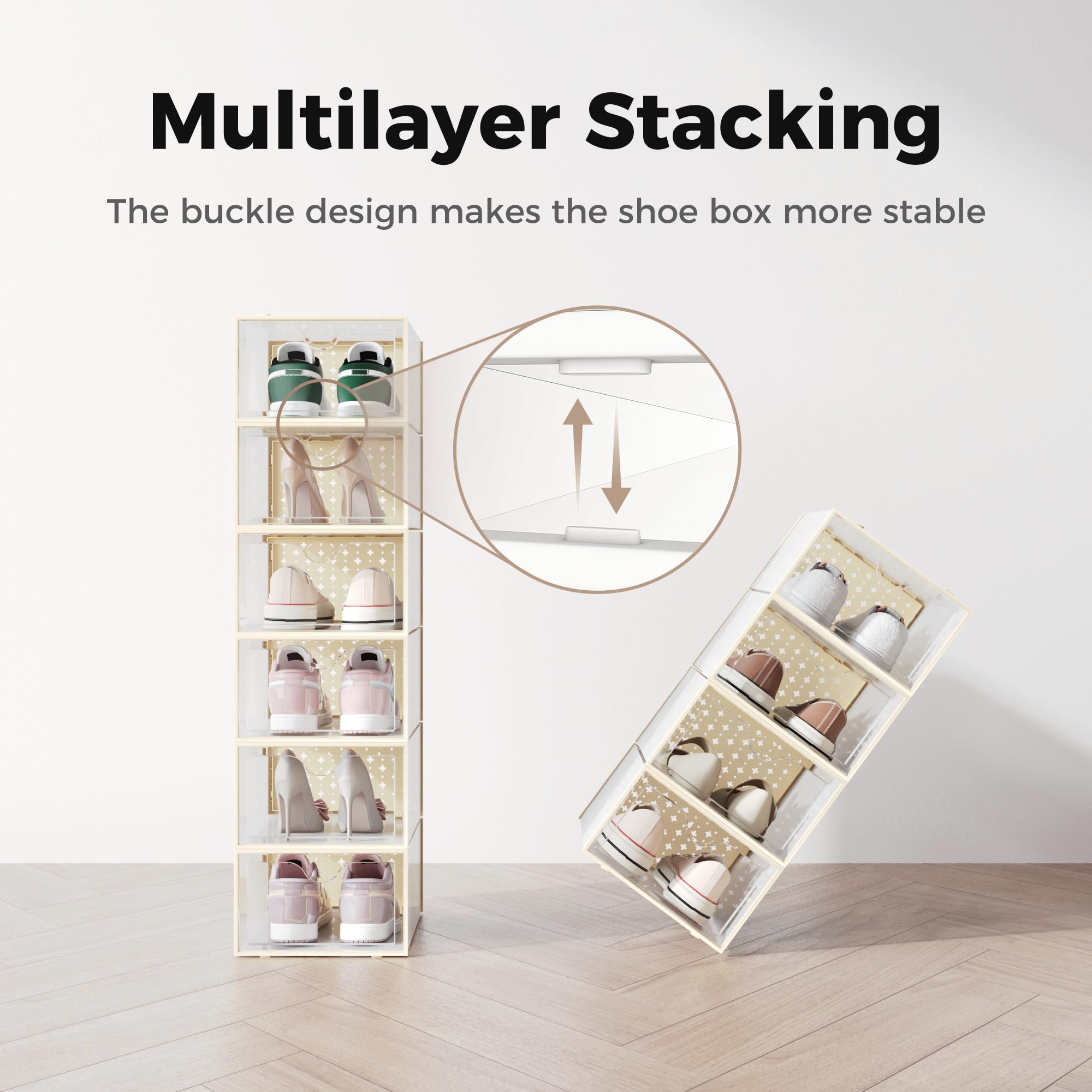 Pinkpum 12 Pack Shoe Storage Boxes, Shoe Organizer for Closet clear ...