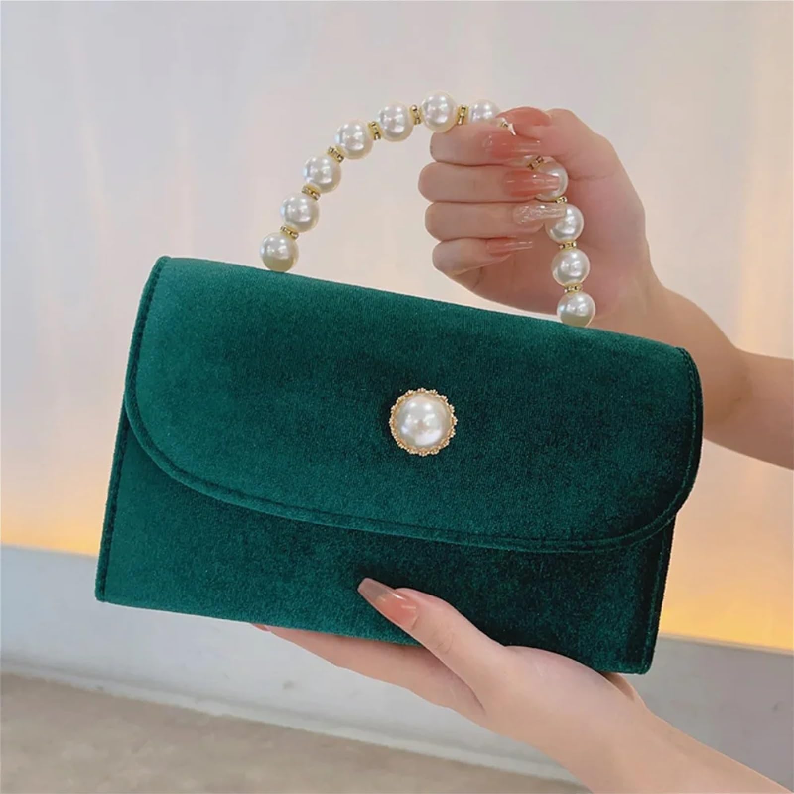 Borse da sera in perle, eleganti, vintage, in velluto, sposa, donna Per Matrimoni e Balli di Fine Anno
