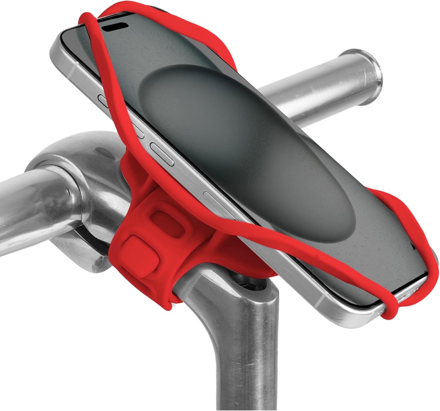 Bone Bike Tie 5 Pro, Bike Phone Mount for Stem, Scratch-Free Silicone Holder with Anti-Slip & Shock-Absorbing Design, Universal Cycling Phone Holder Compatible with Most Smartphones (Black - Stem)