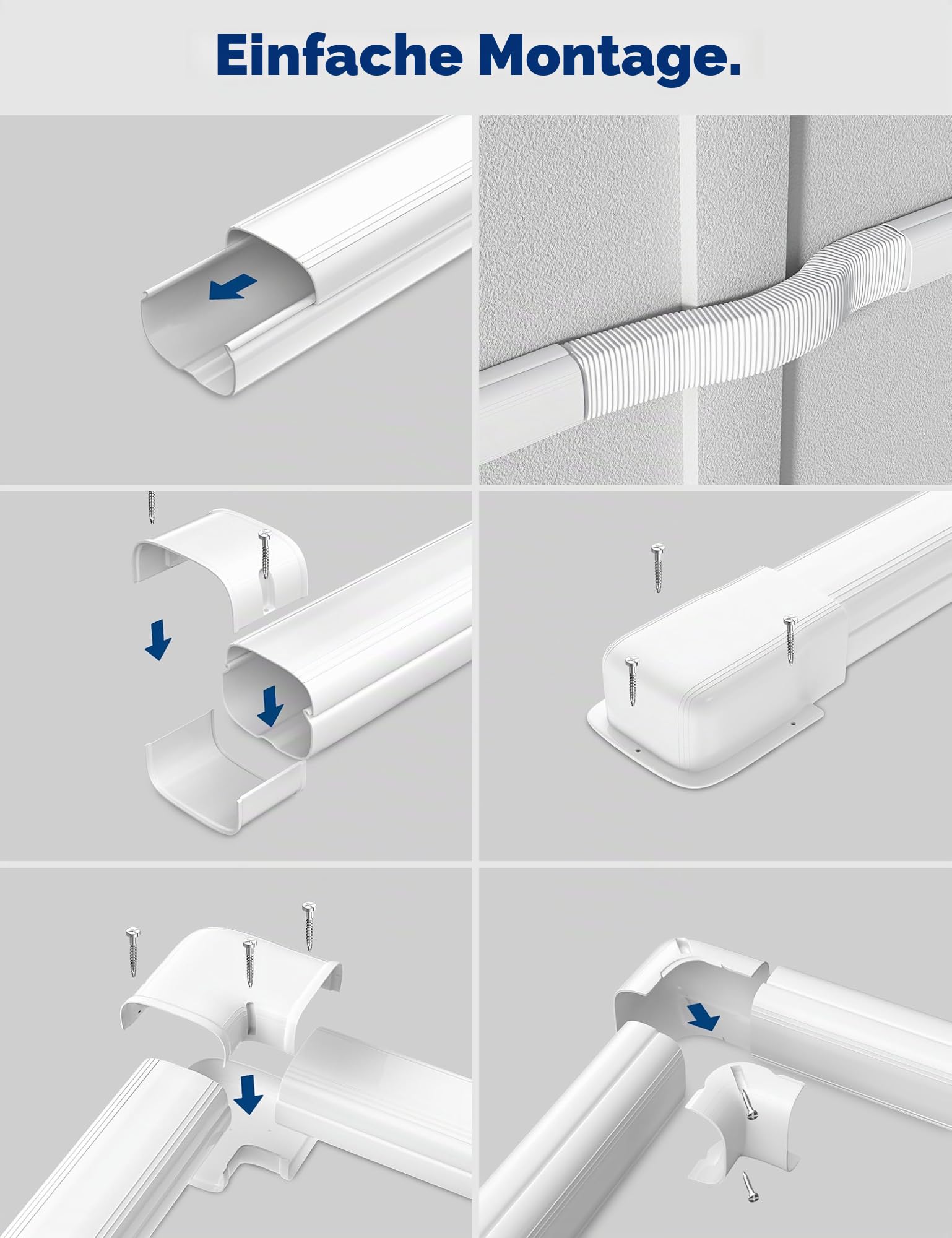 Mini-Split-Linien-Set mit flexiblem K, 10,2 cm, 3,5 m, Weiß