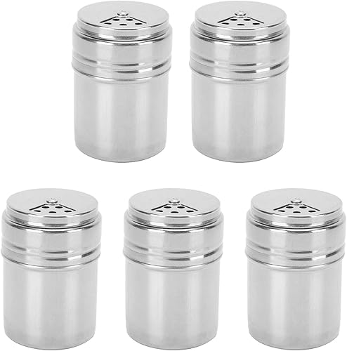 Miniatura 7 de Juego de tarros de especias, 5 botellas de condimento de acero inoxidable con tapas giratorias, accesorio de cocina esencial para barbacoa y