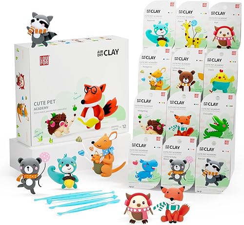 Kits de arcilla de secado al aire Arcilla de modelado para niños, ultraligera y suave, segura y no tóxica, 12 cajas de arcilla mágica modelo de