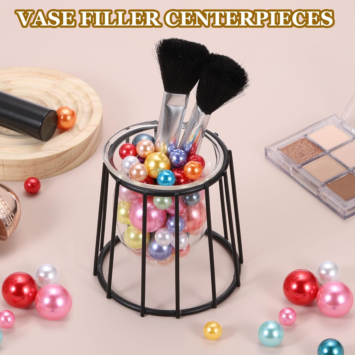 MECCANIXITY 200 Pcs Pearl Bead for Vase Filler, 20/14/10mm Faux Pearl Floating Beads Makeup NO Hole for Candles Centerpieces Table Scatter Wedding Home Decoration(Orange) - Image 5