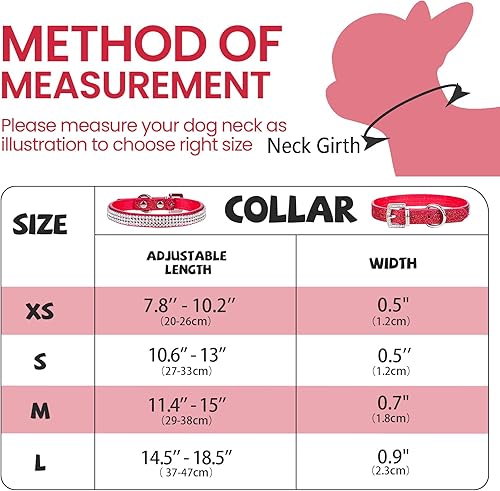 Miniatura 2 de Apasiri Collar de perro con diamantes de imitación para perros pequeños, collar de cuero rojo, lindo collar de perro, collares brillantes para