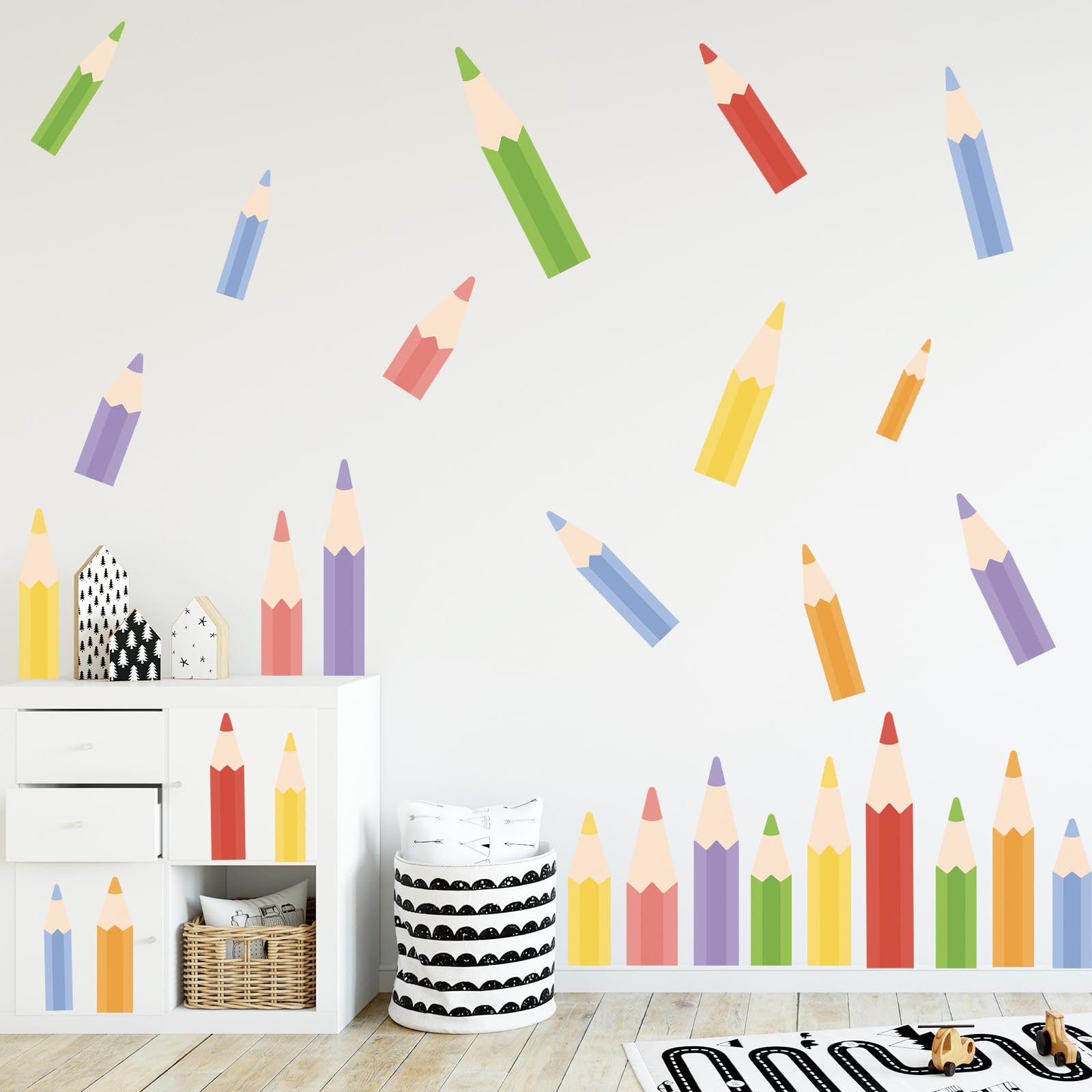 FUFUQUARE Coloured Pencil Wall Stickers Learning Color Watercolor Skirting Board Wall Decals DIY for Kids Room Baby Nursery Classroom - Image 4