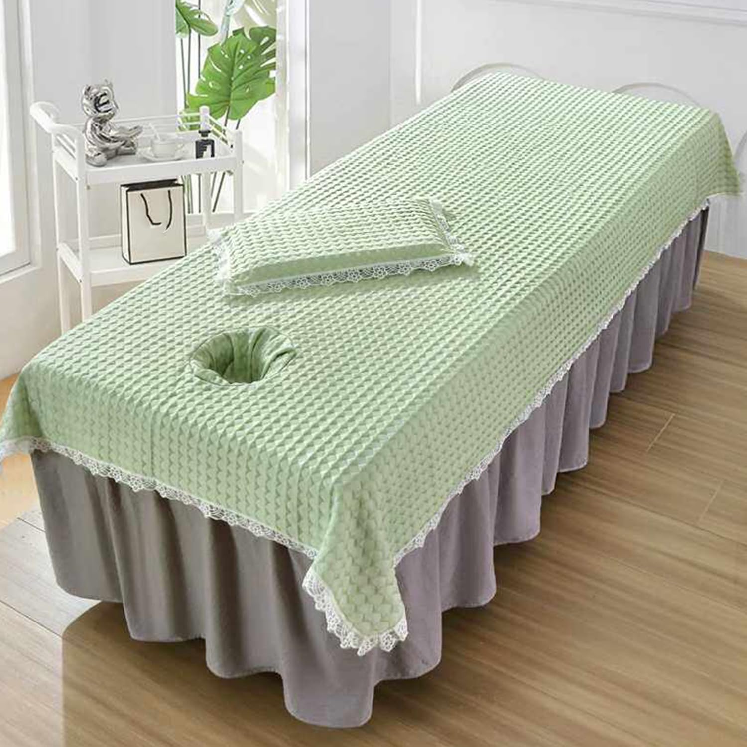 LDLCYCN Massage Table Sheet Spa Beauty Bed Cover with Face Hole for Salons Therapist