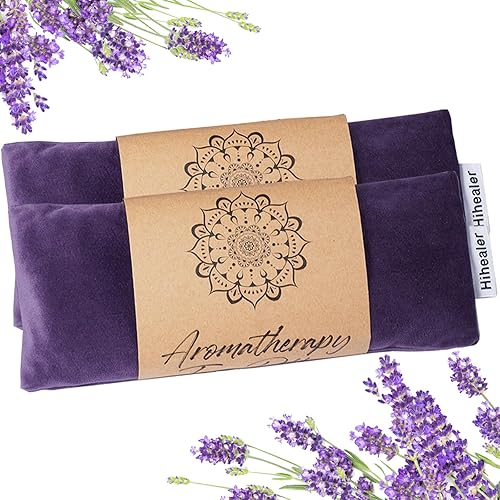 Paquete de 2 almohadas de ojos de lavanda para regalo de lavanda morada, máscara de ojos con peso calentada para ojos hinchados, senos nasales,