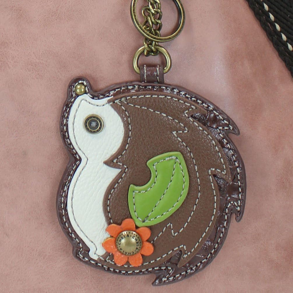 CHALA Handbags Dust Rose Shoulder Purse Tote Bag with Dog Key Fob/coin purse (Hedgehog)