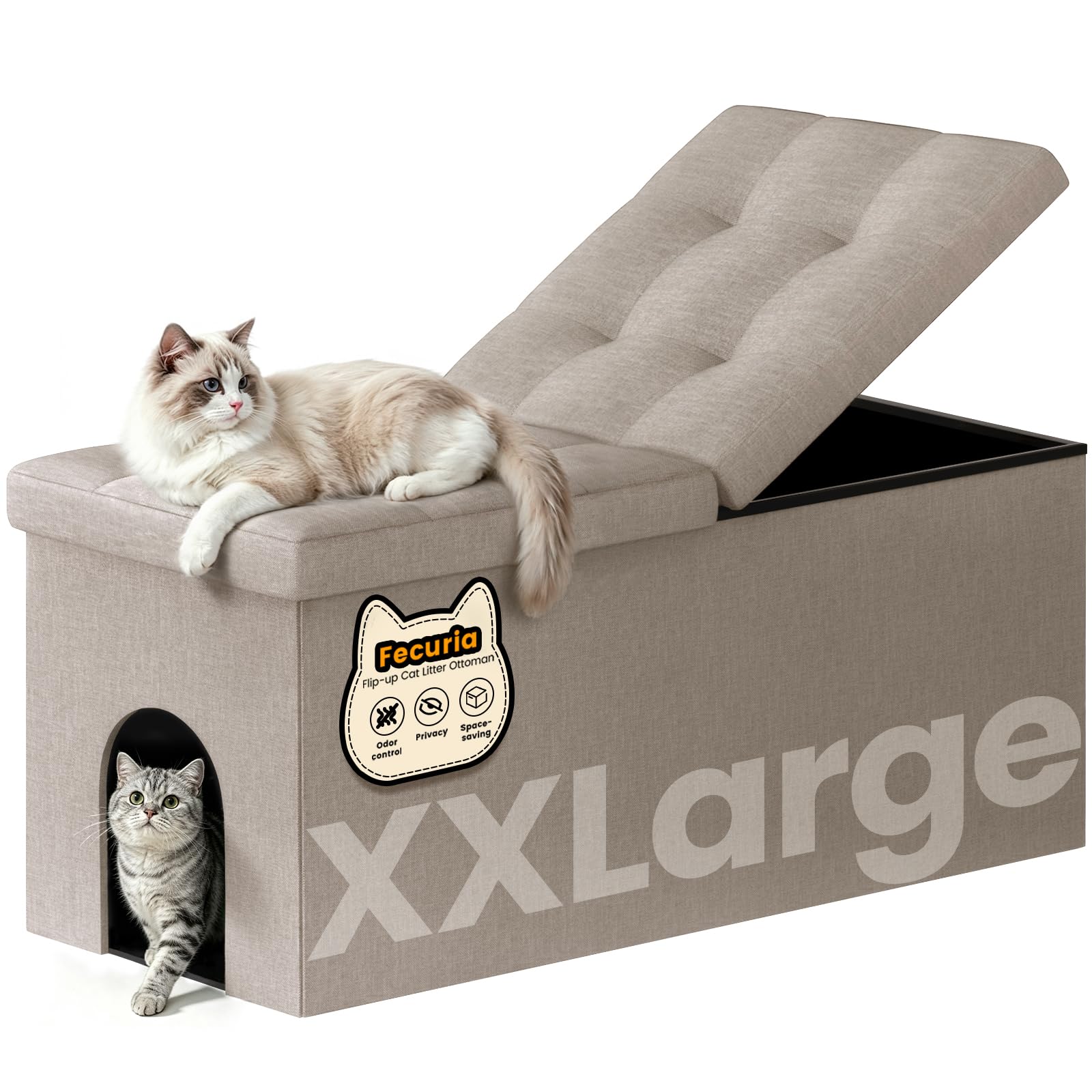 Stylish Cat Litter Box Enclosure - Dark Grey -15