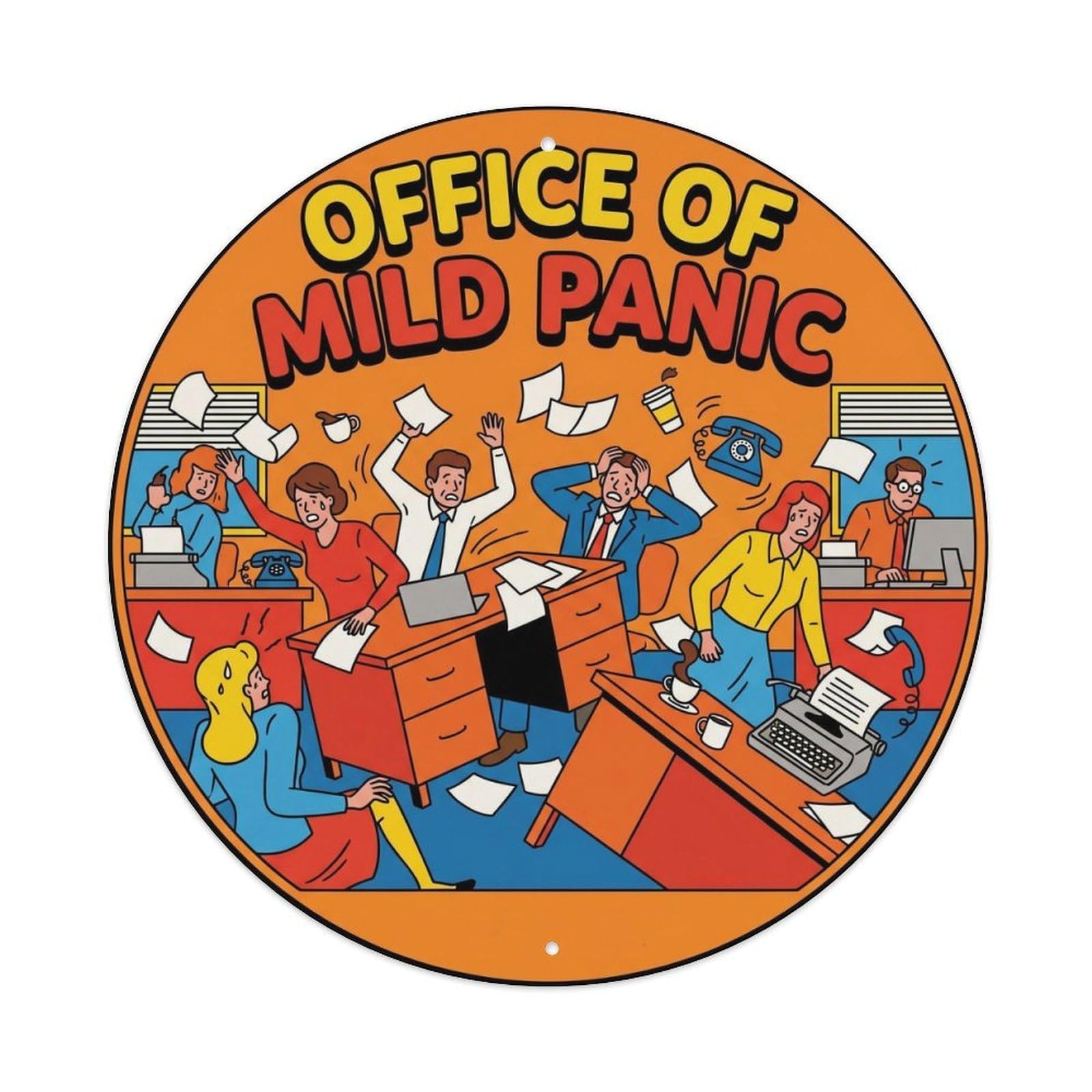 Olhnbad Style Office Mild Panic Typewriter Desk 1960S Quote Metal Tin Sign