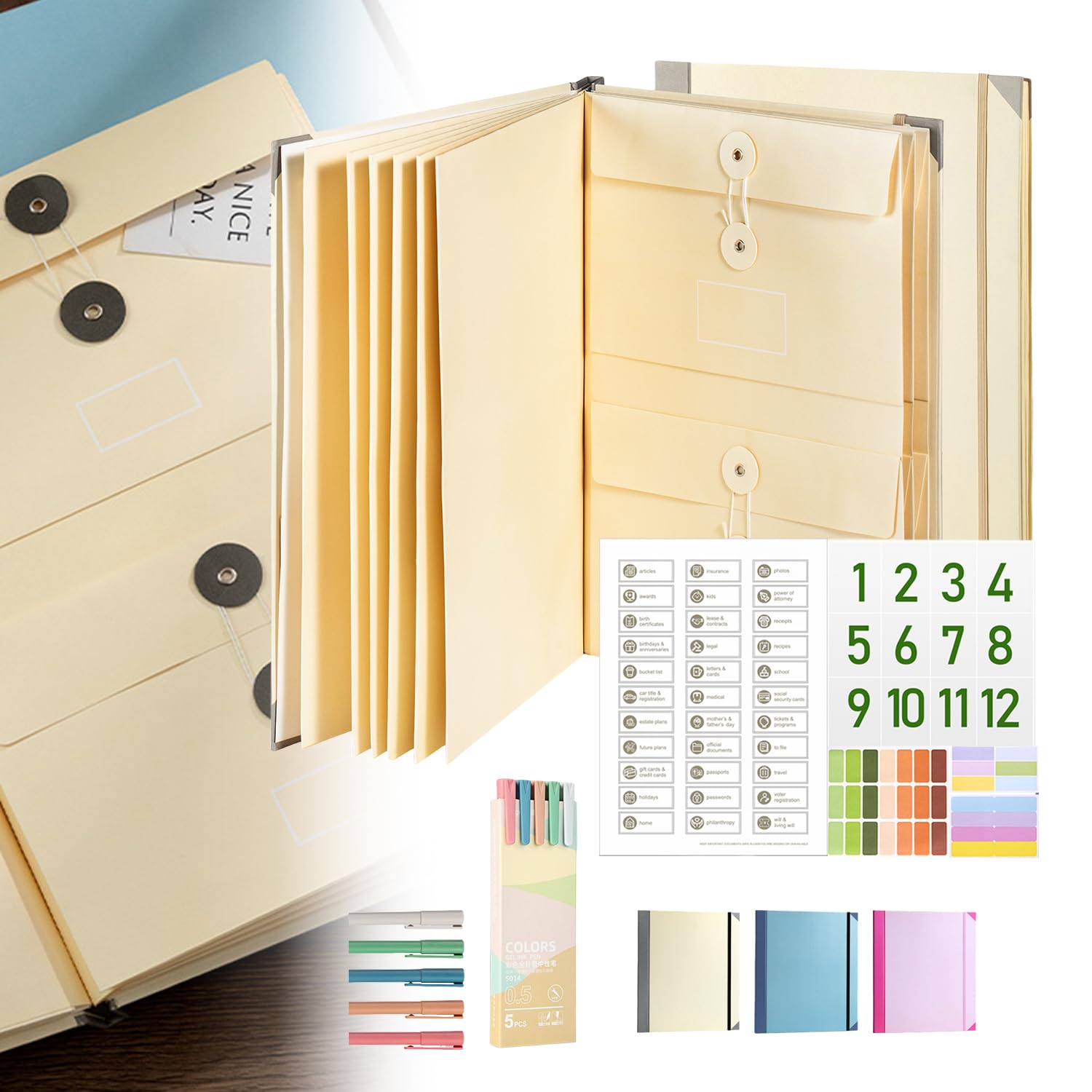 Important Document Organizer, If I Die Binder UK, Life Book Document Organiser, Document Organizer with Pockets File Home School Office Supplies (Beige) — image 1