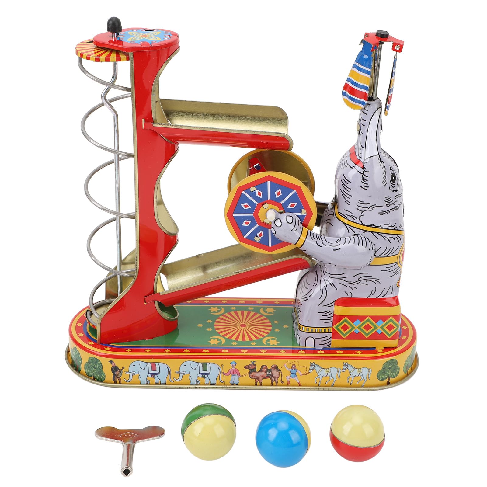 Pilipane Éléphant à Tricycle En Fer Blanc – Jouet à Remonter Mécanique – Collection Vintage Pour Adultes