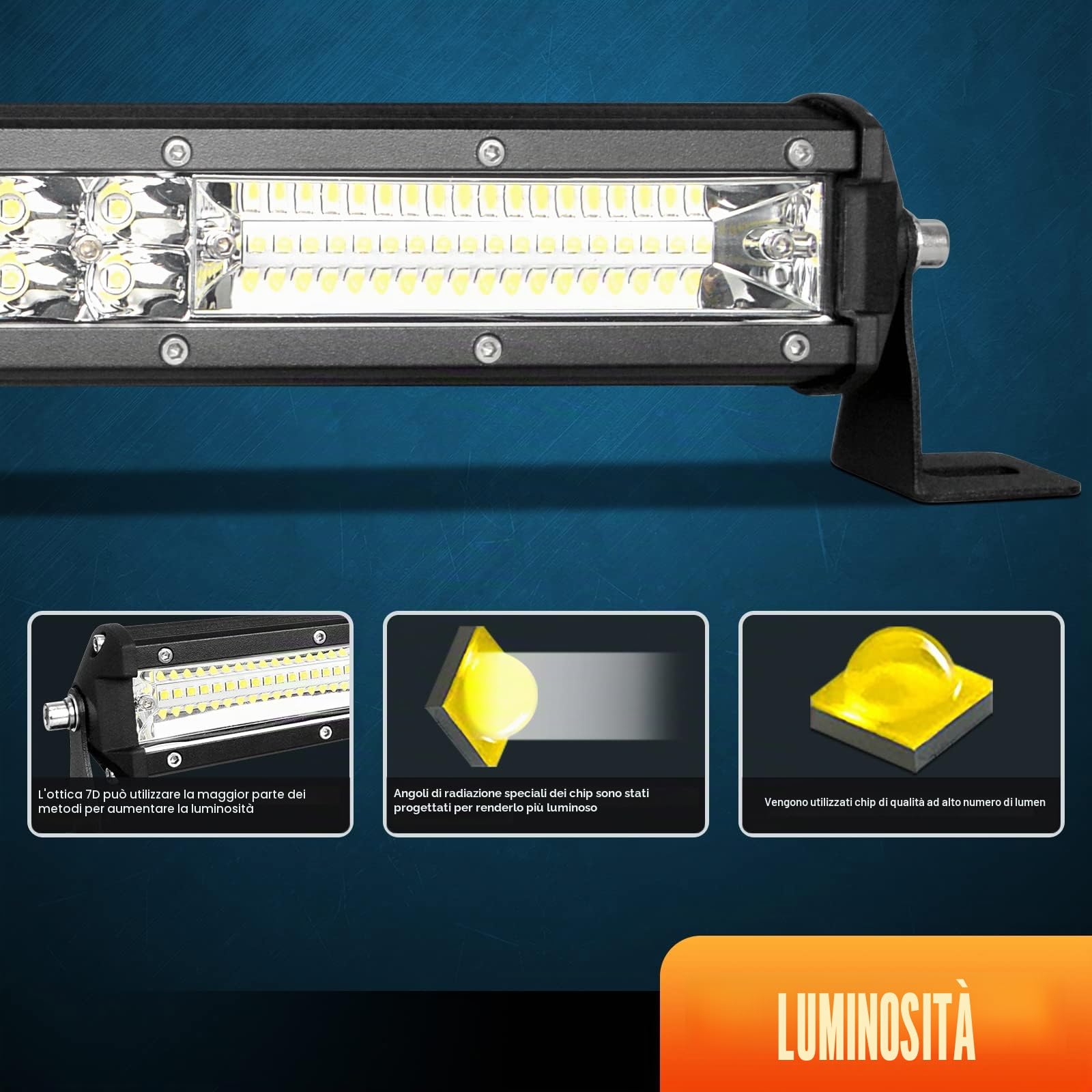 RIGIDON 61cm 24 pollici 216W Barra LED Fuoristrada, Barra Luce Led 12V 24V, Fari di Profondità Combinata Faretto Fendinebbia Faro da Lavoro Led per Auto Camion Trattore 4x4 SUV ATV UTV Veicoli