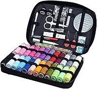 Kit de Costura Completo 96 Peças com Estojo Portátil – Linhas, Agulhas, Tesoura, Fita Métrica e Acessórios para Reparo, Viagem e Uso Doméstico