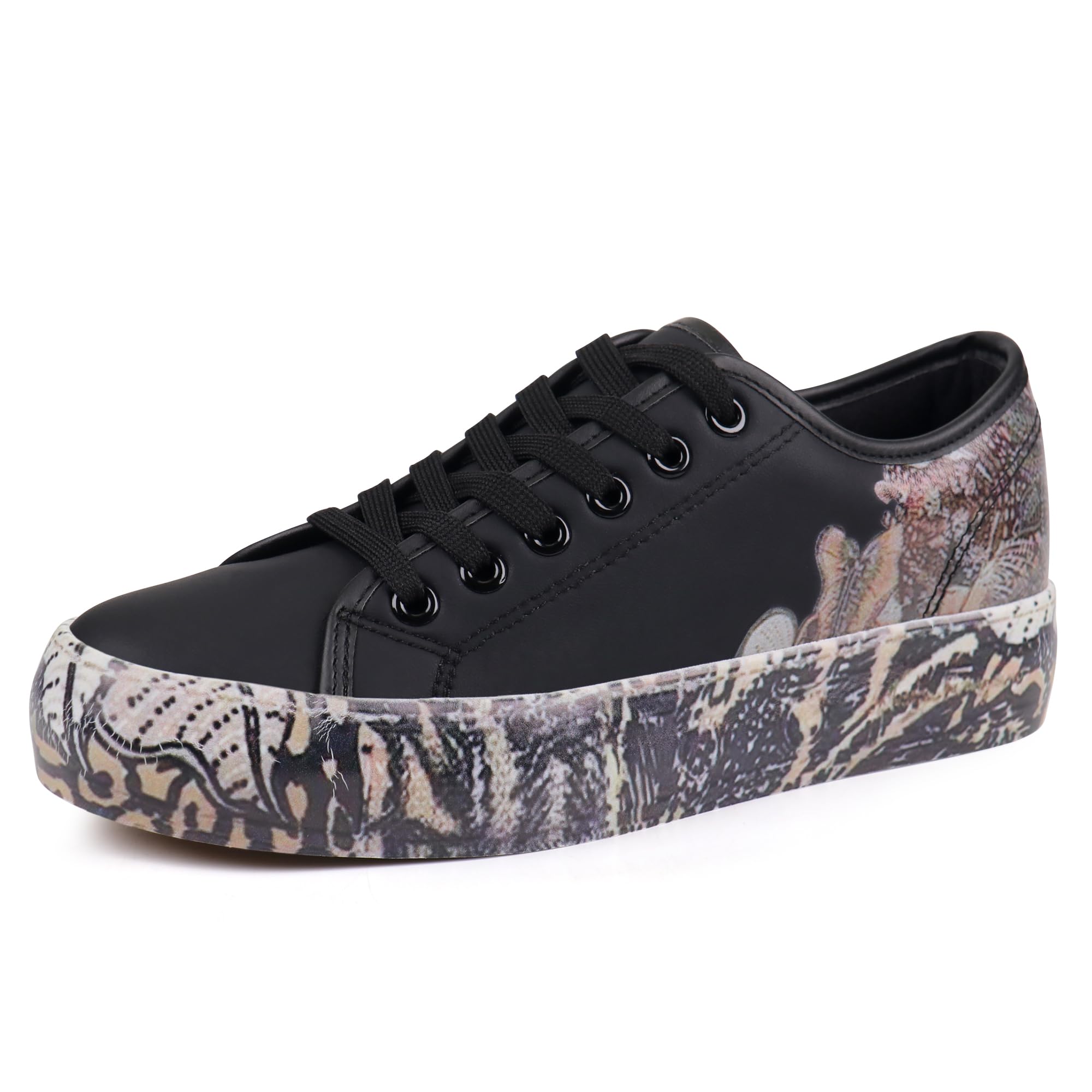Women S Fashion Sneakers Black 2026.JABASIC Women Fashion Sneakers Floral Print Lace-up Casual Walking ...