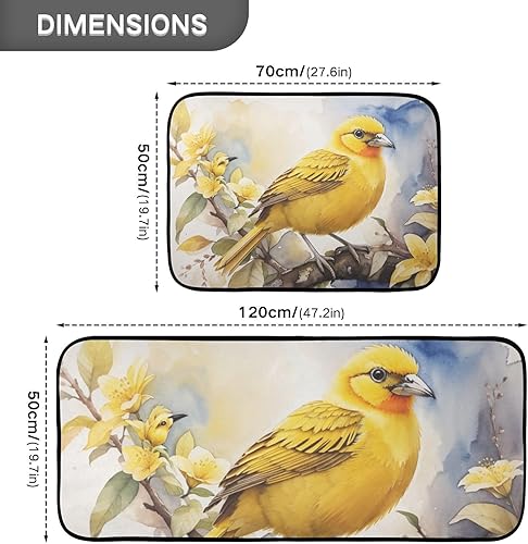 Miniatura 3 de Painting Yellow Bird Kitchen Mat 2 Pcs Set, Low Pile Kitchen Rugs Cushioned Water Absorbent Washable Floor Mats for Kitchen Sink Laundry Room