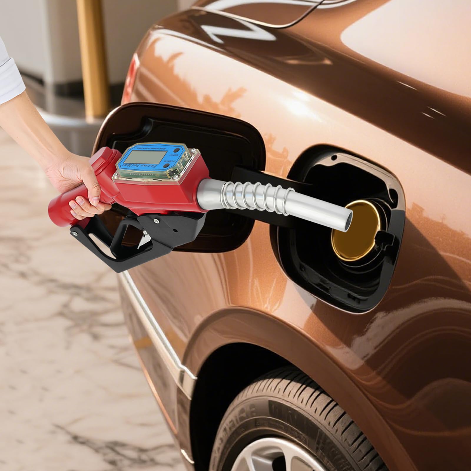 Pistola di rifornimento diesel, pompa diesel autoadescante 1,5 m/3 h, pompa per olio automatica con display elettronico, pistola per carburante adatta per diesel, cherosene e benzina