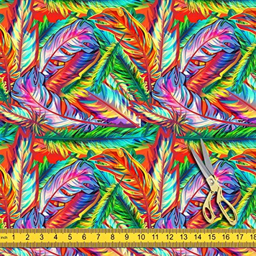 Image of ArtzFolio Bright Feathers | Canvas Upholstery Fabric by Metre | for Sofa, Curtains, Cushions, Furnishing, Craft, Dress Material | Width 1.5metre (58inch) | Length 2 metre (80 inch / 203 cms)