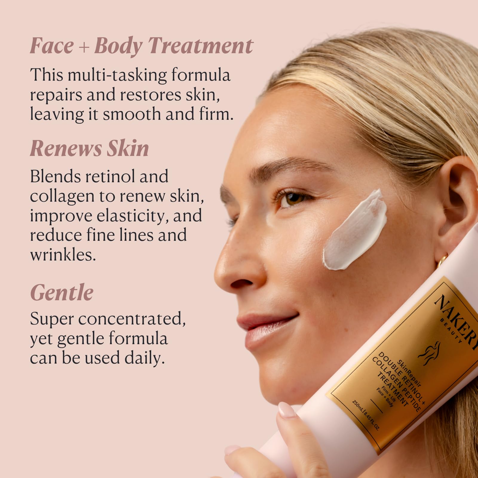 Nakery Beauty Retinol Cream - Krem do twarzy z retinolem i kolagenem - Kolagenowy krem do twarzy dla wszystkich rodzajów skóry - Krem z kwasem hialuronowym z kolagenem retinolem przeciw zmarszczkom
