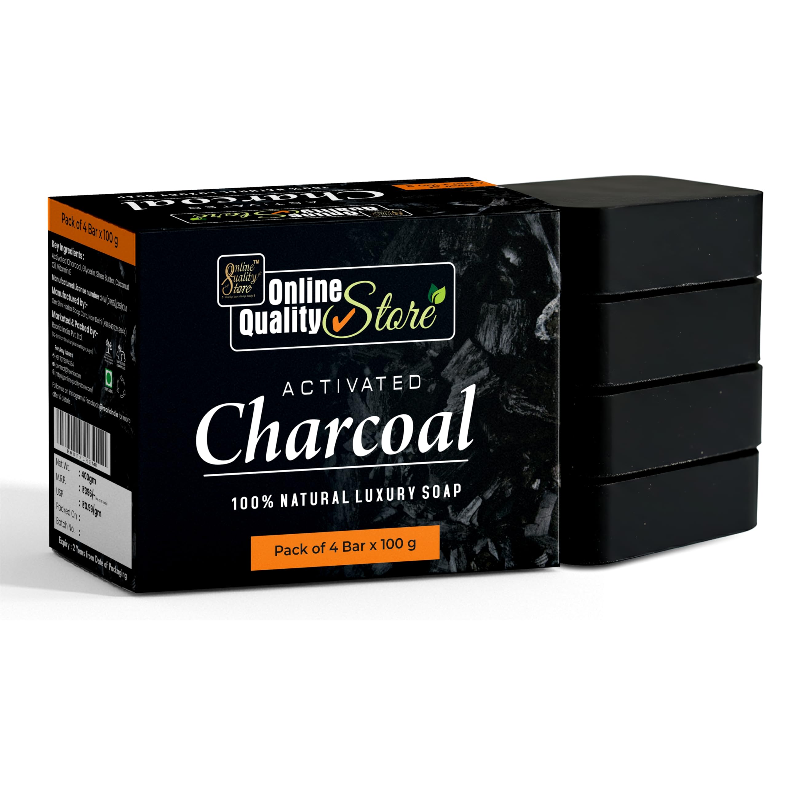 Online Quality Store Activated charcoal soap|charcoal soap|soap|Activated Charcoal Bath Soap for Deep Clean and Anti-pollution Effect|bath Soap|Chemical Free Charcoal bath Soap (100 grams, Black)-image-43