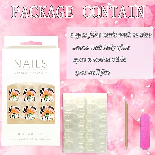 Miniatura 82 de Uñas postizas a presión con diseños de diamantes de imitación, uñas postizas reutilizables de cobertura completa con pestaña adhesiva, uñas postizas