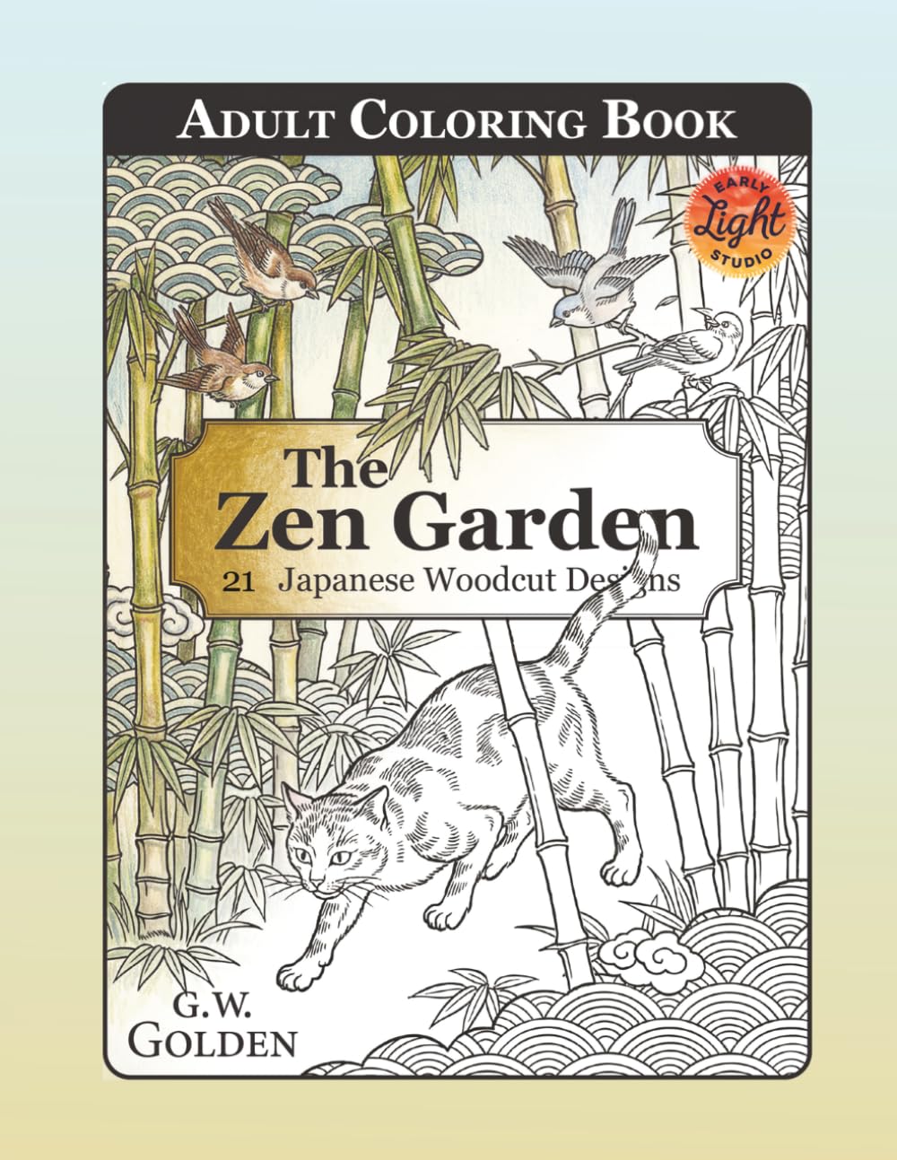 The Zen Garden: 21 Japanese Woodcut Designs—Adult Coloring Book