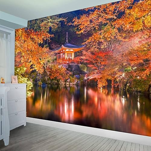Miniatura 5 de Autumn Temple Kyoto - Papel tapiz autoadhesivo extraíble grande, rollo de papel tapiz 3D, decoración del hogar para sala de estar y dormitorio