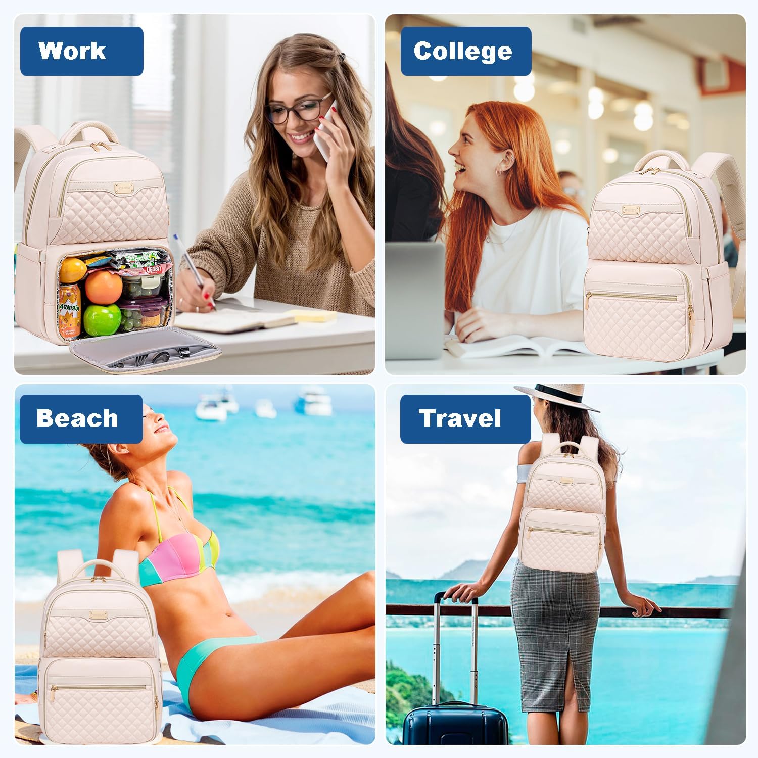 Weitars Lunch Backpack, Insulated Cooler Backpack 15.6 Inch Laptop Backpack For Women Men For Women Nurses Teacher Gifts for College Work Beach Camping Picnics Travel - Image 8