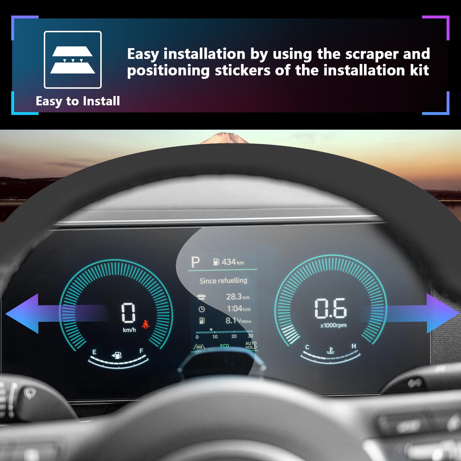2 Pezzi] Ruiya per 12,3 H*yundai Kona SX2 2024 2025 Navigazione+ Instrument Cluster Pellicola Protettiva, Nano Material Touchscreen Pellicola Protettiva Proteggi Schermo Screen Protector posteriore