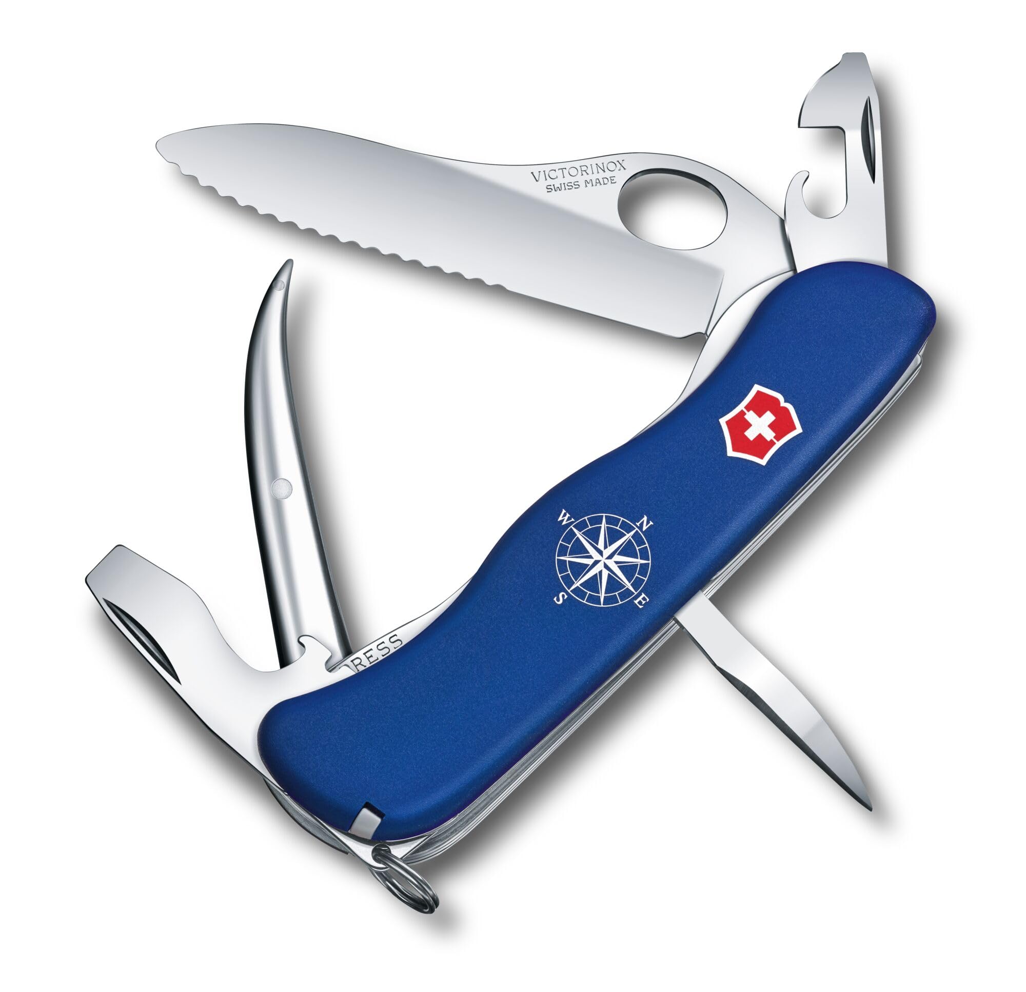 Skipper Pro Swiss Army Pocket Knife, Large, Multi Tool, 12 Functions, Large Locking Blade, Blue